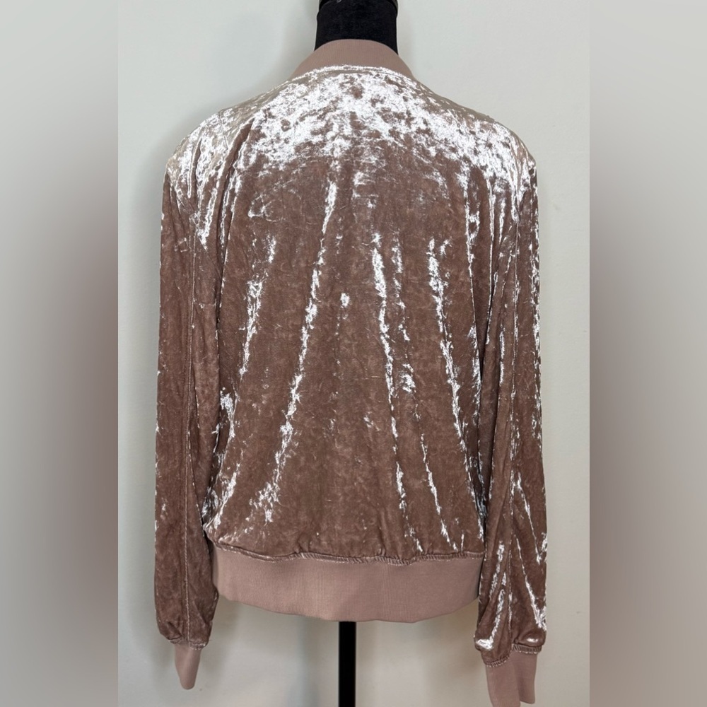 Sanctuary light pink crushed velvet girly feminine jacket coat full zip med EUC - Picture 6 of 11